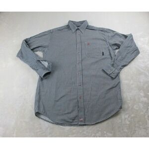 Ariat FR Shirt Mens Large Tall Blue Check Button Up Cat 2 Long Sleeve Heavy*